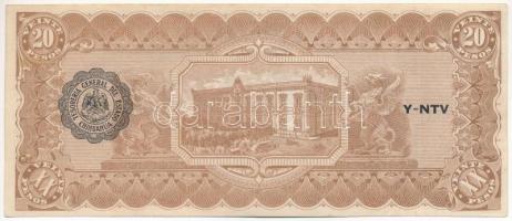 Mexikó / Forradalom / Chihuahua 1915. 20P hátoldalán fekete felülbélyegzés T:F szép papír
Mexico / ...