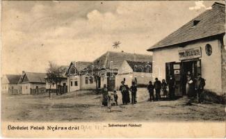 1910 Felsőnyárasd, Horné Topolníky (Nyárasd, Nárazd); Szövetkezeti fiókbolt, Hangya szövetkezet üzlete / cooperative shop (szakadás / tear)