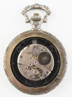Ezüstözött Henry Castignac mechanikus, szarvasos zsebóra, működik, m: 46 mm