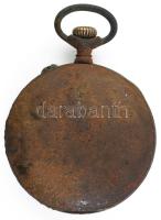 Katonai mechanikus zsebóra, működik, rozsdás, d: 49 mm