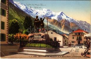1910 Chamonix, Monument de Saussure et le Mont-Blanc, Hotel de la Post (EK)