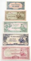 Mianmar / Japán megszállás 1942-1944. 1/4R-10R (5xklf) T:AU-F Myanmar / Japanese occupation 1942-1944. 1/4 Rupee - 10 Rupees (5xdiff) C:AU-F