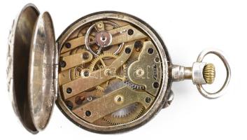 Ezüst női mechanikus zsebóra, szép állapot,működik, d: 29 mm
