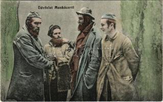 Üdvözlet Munkácsról. Zsidó férfiak, Judaika. Reklam kiadása / Greeting from Mukachevo. Jewish men, Judaica (EK)