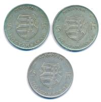 1947. 5Ft Ag "Kossuth" (3x) T:VF,F patina Adamo F8.1