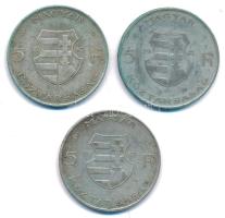 1947. 5Ft Ag "Kossuth" (3x) T:VF,F patina Adamo F8.1