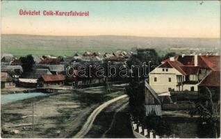 Karcfalva, Csíkkarcfalva, Carta; látkép. Brassói Lapok kiadása / general view