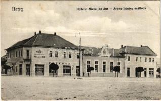 1925 Hátszeg, Hateg; Hotelul Mielul de Aur / Arany bárány szálloda, étterem és kávéház, mozi. Bálint Nagy kiadása / hotel, restaurant and café, cinema (EK)