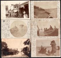 cca 1907-1910 Port Said, Egyiptom, 9 db fotólap, Losoncra postázva, részben törésnyomokkal és kissé foltos, 9x14 cm.