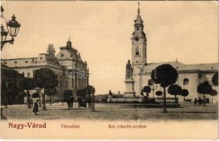 Nagyvárad, Oradea; Városháza, Szent László szobor / town hall, statue, monument (EK)
