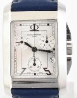 Baume Mercier chronographe, quartz karóra, bőr szíjjal, 29x45mm, az óra működik, a stopper nem.