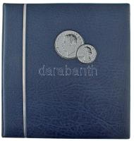 Numis kék műbőr gyűrűs érmetartó album 11db berakólappal, klf méretű érmék számára, használt, szép állapotban