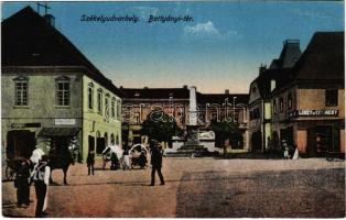 Székelyudvarhely, Odorheiu Secuiesc; Batthyány tér, üzletek, piac / square, shops, market