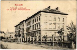 1909 Temesvár, Timisoara; M. kir. állami tanítóképző / teachers' training institute (lyuk / pinhole)