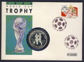Tonga 1994. 1P Ag "Labdarúgó VB" érmés borítékon elsőnapi bélyegzős bélyeggel, hátoldali ismertető tanúsítvánnyal T:PP Csak 9500 db!