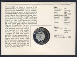 Tonga 1994. 1P Ag "Labdarúgó VB" érmés borítékon elsőnapi bélyegzős bélyeggel, hátoldali i...