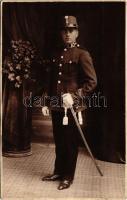 Osztrák-magyar katona csákóban karddal / WWI Austro-Hungarian K.u.K. military, soldier with sword. Temler Árpád (Soroksár) photo