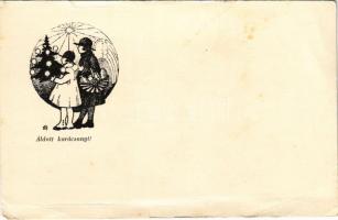 1933 Áldott karácsonyt! Magyar Cserkészleány Szövetség kiadása / Hungarian girl scout art postcard with Christmas greeting s: Molnár R. (fa)