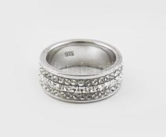 Ezüst (Ag) gyűrű, kristállyal ékítve, jelzett, m: 58, bruttó: 6,5g