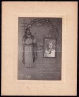 1938 Irredenta felirattal és Szent István alakjával ellátott emléklap, Móra László versidézettel, keményhátú fotó kartonon, 24,5x20 cm