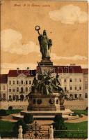 1917 Arad, A 13 vértanú szobra, Schwarz Testvérek, Weigl, Bogsán és Iványi üzlete / martyrs statue, shops (EK)