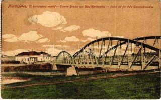1917 Karánsebes, Caransebes; Új vashíd. Johann Balc kiadása / Podul de fer / new bridge (EK)