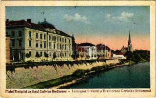 1930 Lugos, Lugoj; Temesparti részlet a Brediceanu Coriolan licéummal / Timis riverside with school (EK)