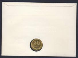 Mongólia 1981. 50M érmés borítékon egy lengyel és egy német bélyeggel, alkalmi és elsőnapi bélyegzők...