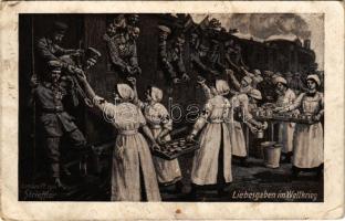 1917 Liebesgaben im Weltkrieg / Első világháborús német katonai művészlap / WWI German military art s: Strieffler (EK)