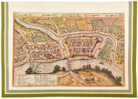 Buda, Eger, Hatvan és Szolnok 16-17. századi látképe, 4 db nagyméretű, színes reprint, 47x33 cm