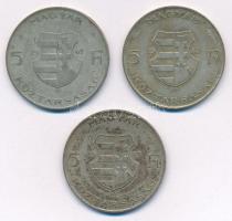 1947. 5Ft Ag "Kossuth" (3x) T:F patina Adamo F8.1