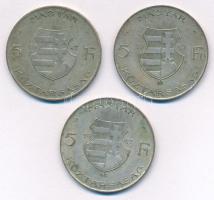 1947. 5Ft Ag "Kossuth" (3x) T:F patina Adamo F8.1