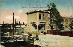 Eperjes, Presov; Klzacka / Korcsolyapálya pavilonja télen / ice skate rinks pavilion in winter (EK)