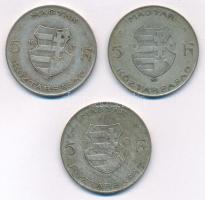 1947. 5Ft Ag "Kossuth" (3x) T:F patina Adamo F8.1