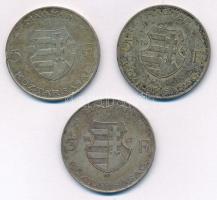 1947. 5Ft Ag "Kossuth" (3x) T:VF,F patina Adamo F8.1