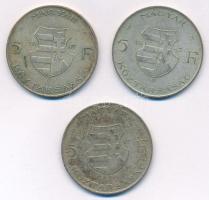 1947. 5Ft Ag "Kossuth" (3x) T:VF,F patina Adamo F8.1