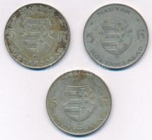 1947. 5Ft Ag "Kossuth" (3x) T:VF,F patina Adamo F8.1