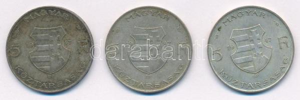 1947. 5Ft Ag "Kossuth" (3x) T:VF,F patina Adamo F8.1
