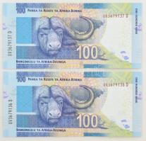 Dél-Afrika DN (2014.) 100R (2x) sorszámkövetők T:UNC,AU South Africa ND (2014.) 100 Rand (2x) consecutive serials C:UNC,AU