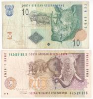 Dél-Afrika DN (1993.) 20R + DN (2005-2009.) 10R T:F egyiken beszakadások South Africa ND (1993.) 20 Rand + ND (2005-2009.) 10 Rand C:F one with tears