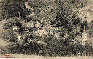 1917 Menyháza, Monyásza, Moneasa; látkép, templom. Fái Károly kiadása / general view, church (fa)