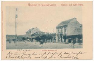 1902 Gyulafehérvár, Karlsburg, Alba Iulia; Novák Ferenc tér. Schäser Ferenc kiadása / square