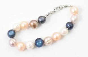 Exkluzív, nagy méretű tenyésztett gyöngy garnitúra, fehér, púder rózsaszín és irizáló kékes színű, n...