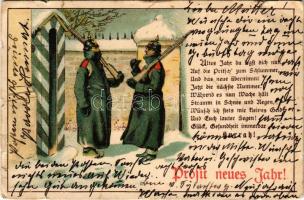 1903 Prosit neues Jahr! / German military art postcard with New Year greeting. litho (szakadások / tears)