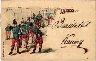 1899 (Vorläufer) Gruss aus... / Austro-Hungarian K.u.K. military art postcard. Verlag der Wiener Mode. litho (fl)