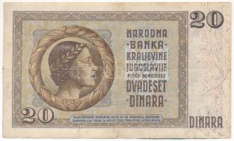Jugoszlávia 1936. 20D T:F folt Yugoslavia 1936. 20 Dinara C:F spot