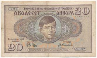 Jugoszlávia 1936. 20D T:F folt
Yugoslavia 1936. 20 Dinara C:F spot