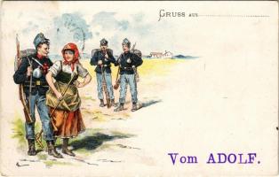 Gruss aus... / Austro-Hungarian K.u.K. military art postcard. Alex J. Klein Nr. 6. litho (EK)