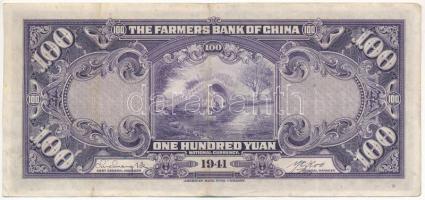 Kínai Köztársaság / Farmers Bank of China 1941. 100Y "VA609088" T:F
Republic of China / F...