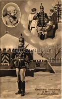 1914 Karácsonyi üdvözletek az 1914-iki világháború évében / WWI Austro-Hungarian K.u.K. military art postcard with Christmas greeting, Franz Joseph I of Austria. O.K.W. 502.
